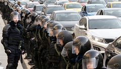 Policie bhem protest v Moskv