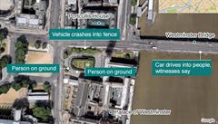 Mapa BBC s okolím britského parlamentu.