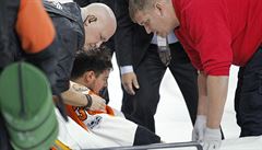 Branká Michal Neuvirth zkolaboval v sobotním utkání NHL mezi Philadelphií a...