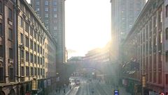 An empty Kungsgatan street, sealed off from cars a few blocks from the attack...