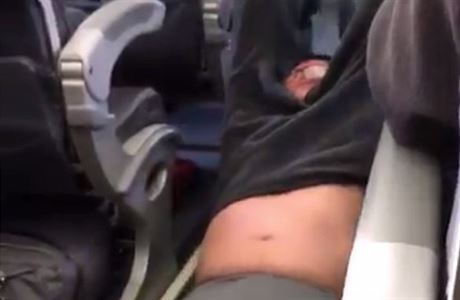 Snímek zachycuje jak Davida Dao ochranka násilím vytahuje z letadla.