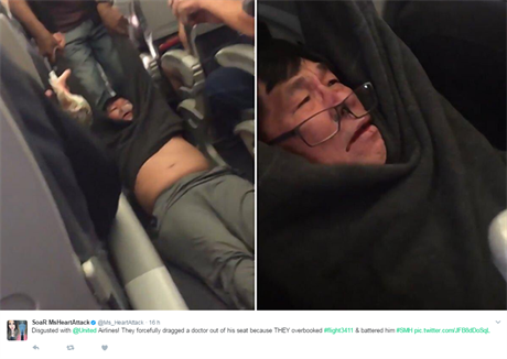Pasažér, kterého vyvlekli z letadla americké společnosti United Airlines.