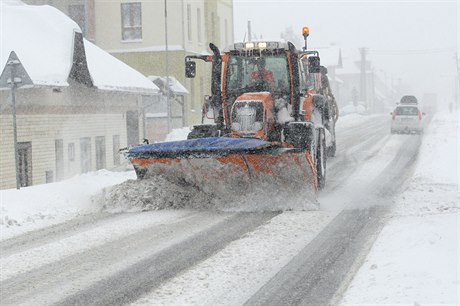 Sníh v obci Louná nad Desnou.