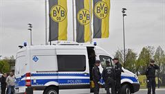 Policie ped zápasem Ligy mistr Dortmund vs. Monaco.