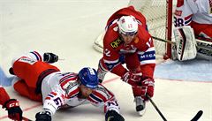 Utkání Euro Hockey Challenge: R - Norsko. Zleva Adam Poláek z R a Michael...