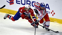 Utkání Euro Hockey Challenge: R - Norsko. Zleva Mathias Trettenes z Norska a...