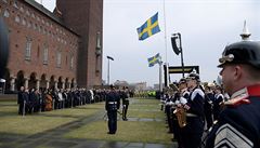 Oficiální ceremonie u Stockholmské radnice.