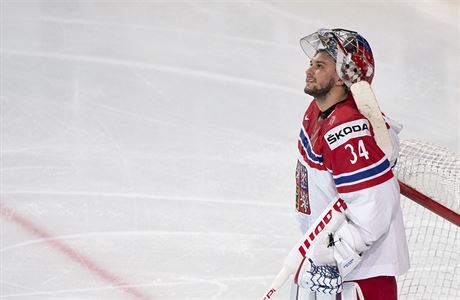 MS v hokeji 2017, Finsko vs. esko: Petr Mrázek po prvním gólu.
