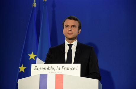 Nov zvolený prezident Emmanuel Macron pi svém prvním projevu.