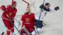 MS v hokeji 2017: Miro Aaltonen z Finska se raduje z gólu v síti Beloruska.