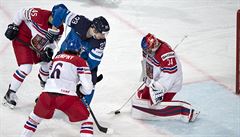 MS v hokeji 2017, Finsko vs. esko: Petr Mrázek, Joonas Kemppainen a Michal...