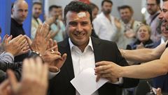 éf opozice Zoran Zaev byl napaden a zstal mu rám na ele.