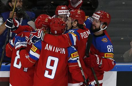 MS v hokeji 2017, esko vs. Rusko: rusk radost po prvnm glu v esk sti.