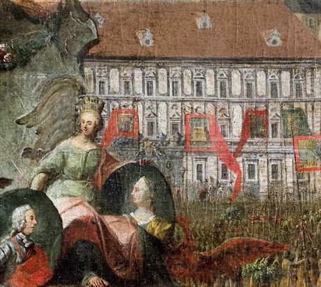 Obraz z poloviny 18. století zachycuje návtvu panovnice v Brn