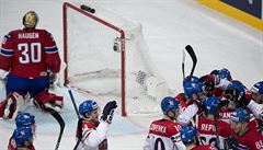 Čeští hráči se radují z vítězství nad Norskem v prodloužení. | na serveru Lidovky.cz | aktuální zprávy