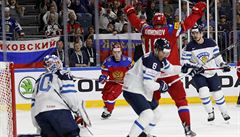 MS v hokeji 2017, zápas o bronz Rusko vs. Finsko: Sergej Andronov slaví gól...