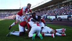 30. kolo první fotbalové ligy - Slavia vs. Brno: radost domácích.
