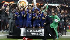 Fotbalisté Manchesteru oslavují vítzství v Evropské lize