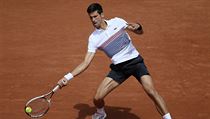 Srb Novak Djokovi ve druhm kole French Open.