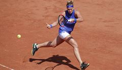 Petra Kvitová na French Open v zápase proti Ameriance Bethanii...