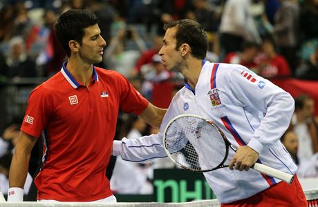 Novak Djokovi a Radek tpnek ped finle DC.