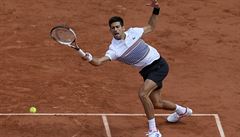 Srb Novak Djokovic ve tvrtfinále French Open proti Rakuanovi Dominiku...