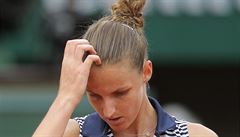 Karolína Plíková v semifinále French Open proti Simon Halepové.