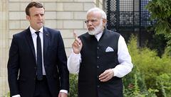 Francouzský prezident Macron a indický premiér Módí se zavázali, e jejich zem...