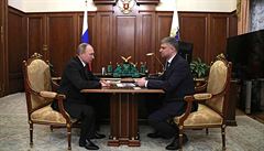 éf Ruských eleznic Oleg Belozerov na schzce s prezidentem Vladimirem Putinem.