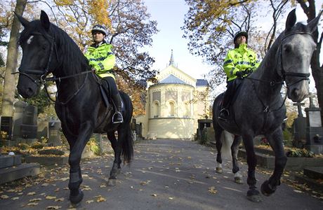 Prat policejn kon na hbitov.