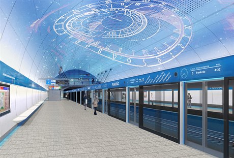 Nejnovější vizualizace přestupní stanice Pankrác na lince D.
