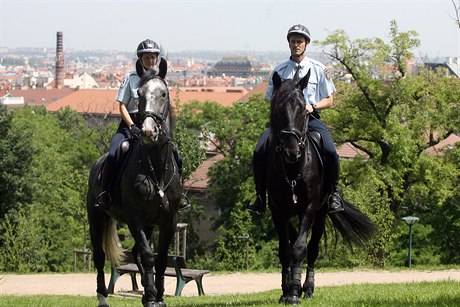 Jezdecká hlídka městská policie v Praze.