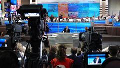 Moskva, Ruský prezident Vladimir Putin pi televizní debat.