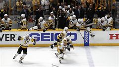 Je konec. Hokejisté Pittsburghu Penguins slaví zisk Stanley Cupu.