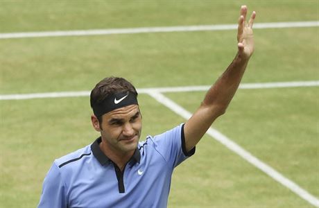 Roger Federer na svém oblíbeném turnaji v Halle.