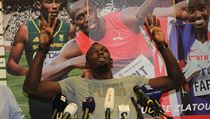 Usain Bolt na posledn tiskov konferenci ped Zlatou tretrou.