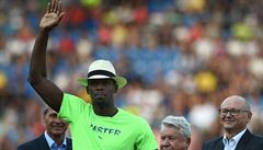 Jamajský bec Usain Bolt pi slavnostním zahájení Zlaté tretry 2017.