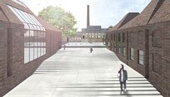 Vizuální návrh zobrazuje, jak by mohla obnovená továrna vypadat.