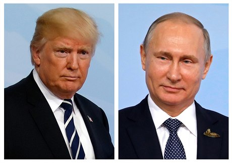 Donald Trump a Vladimir Putin na summitu G20 v Hamburku.
