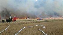 Místostarosta obce Jan Kutner řekl, že původně byl nahlášen požár půl hektaru...