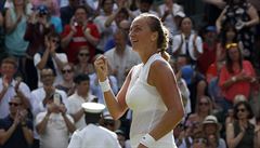 Wimbledon 2017: Petra Kvitová slaví postup do 2. kola.