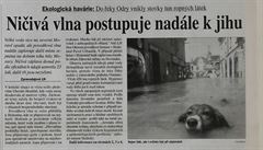 Záplavy 1997. Lidové noviny, které vyly v sobotu 12. ervence 1997.