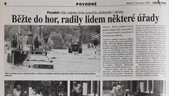 Povodn 1997, velká voda, Morava, archiv LN.