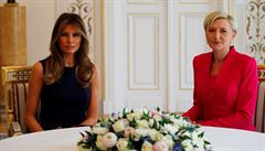 První dáma USA Melania Trumpová a první dáma Polska Agata Kornhauserová-Duda ve...
