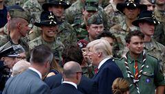 Trumpovu projevu bylo pítomno i mnoho voják.