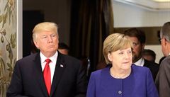 Merkelová byla první, s kým se Trump v Hamburku seel.
