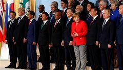Lídi zemí G20 na setkání v Hamburku.