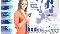 Srovnání využívání internetového připojení v Evropě.