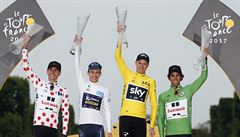 Tour de France 2017: dritelé jednotlivých dres (zleva) - nejlepí vrcha...