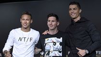 Neymar, Lionel Messi a Cristiano Ronaldo na vyhlen Zlatho me 2015